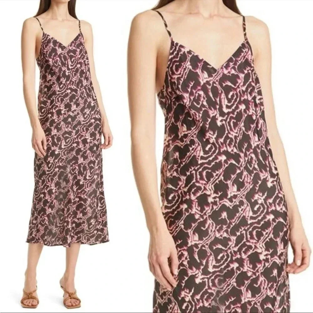 Ba&sh silk semi sheer slip maxi dress